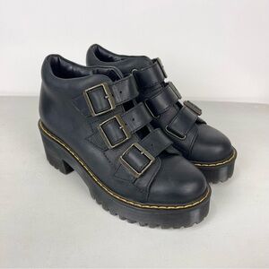 Dr. Martens Coppola Platform Ankle Boots Buckle Black Women's Size 5 Whimsigoth